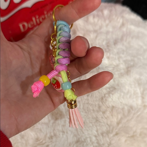 Handmade Colorful Keychain with Strawberry Charm - Picture 8 of 16